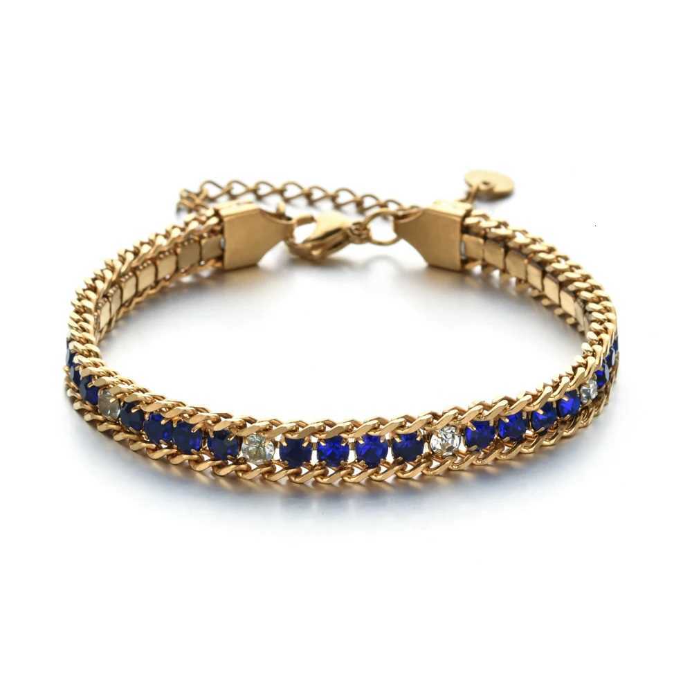 18K Gold Plated Chain Bracelet for Women Men in Gold Color with Woven Crystal Cubic Zirconia Stainless Steel Jewelry Accessories Z250807