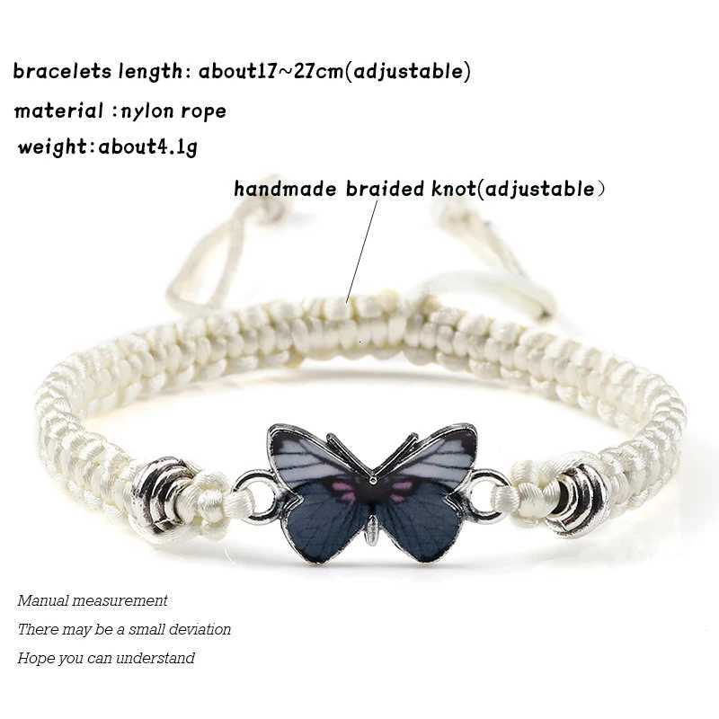 Hot Gray Butterfly Fashion Bracelet Classic Black White Braided Rope Chain Handmade Bracelets for Women Men Adjustable Jewelry Z250807
