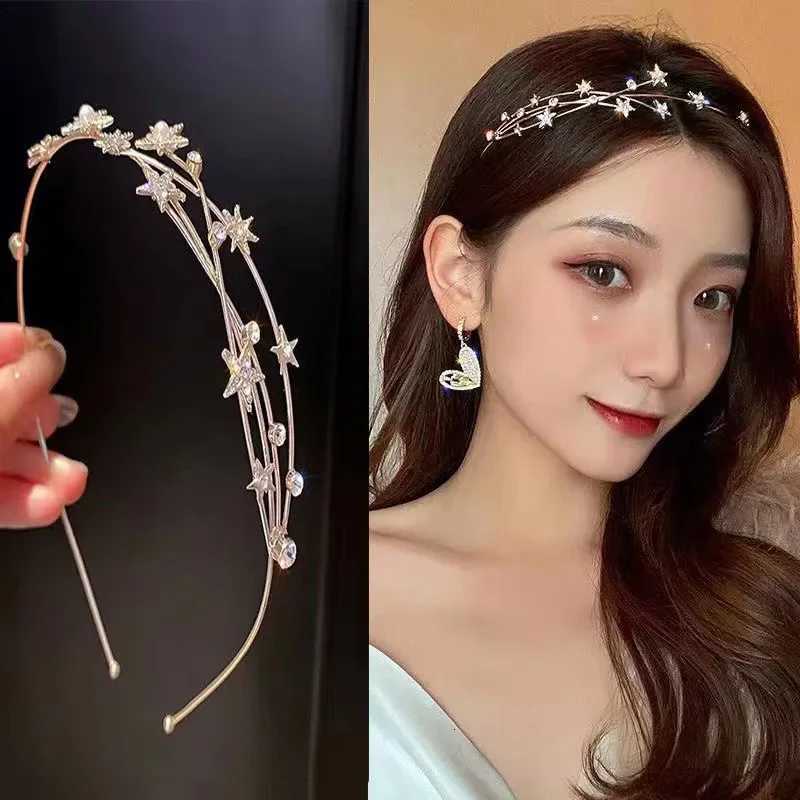 Star Leaves Rhinestones Bands For Wen Imitation Pearl Mti-Layer Hollow Hair Hoop French Elegant Dedicate Party Tiaras Y250808