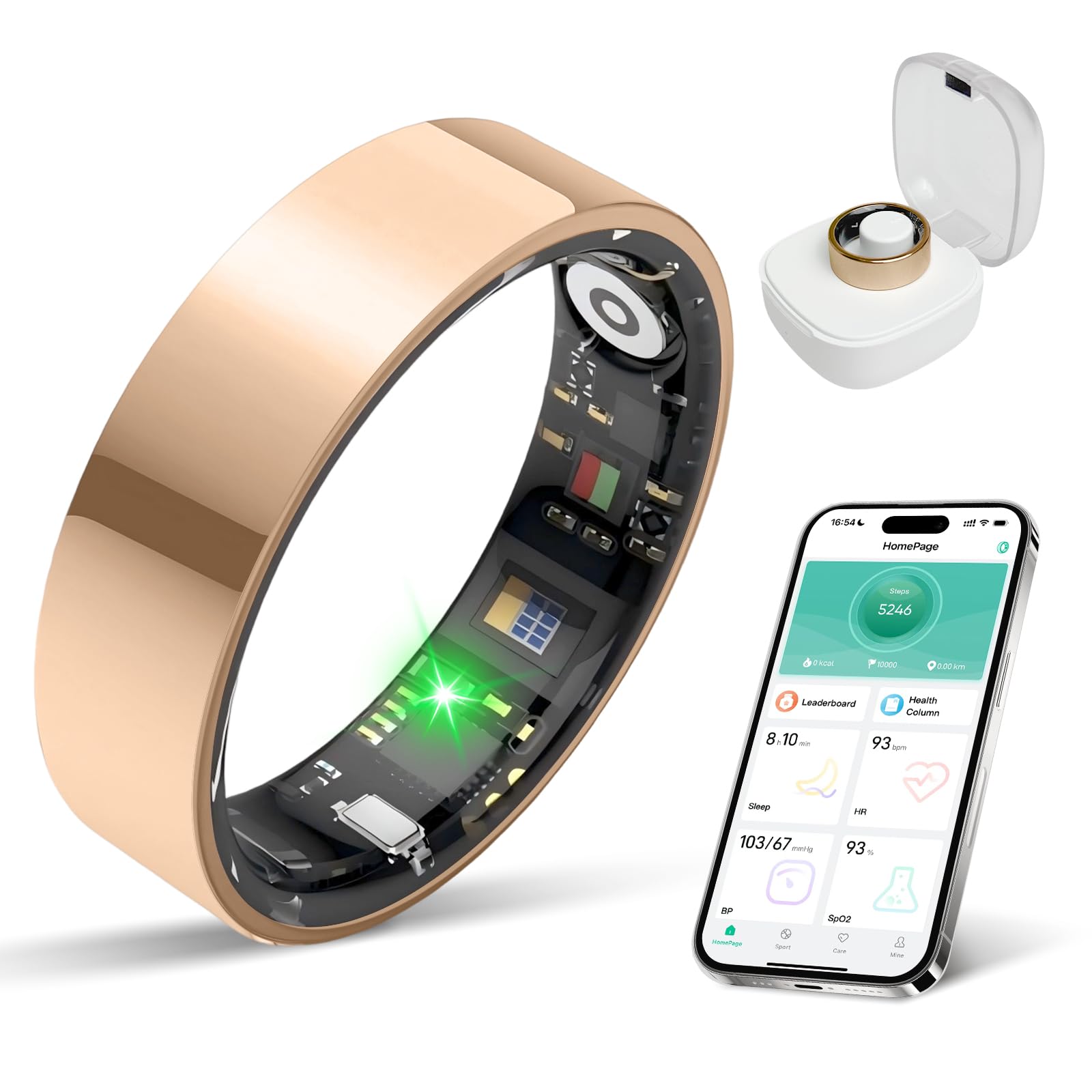 Smart Ring for Women and Men Y2K Fitness Tracker with Heart Rate Blood Pressure Blood Oxygen Step Counting Sleep Monitoring IP68 Waterproof Up to 8 Days of Battery Life