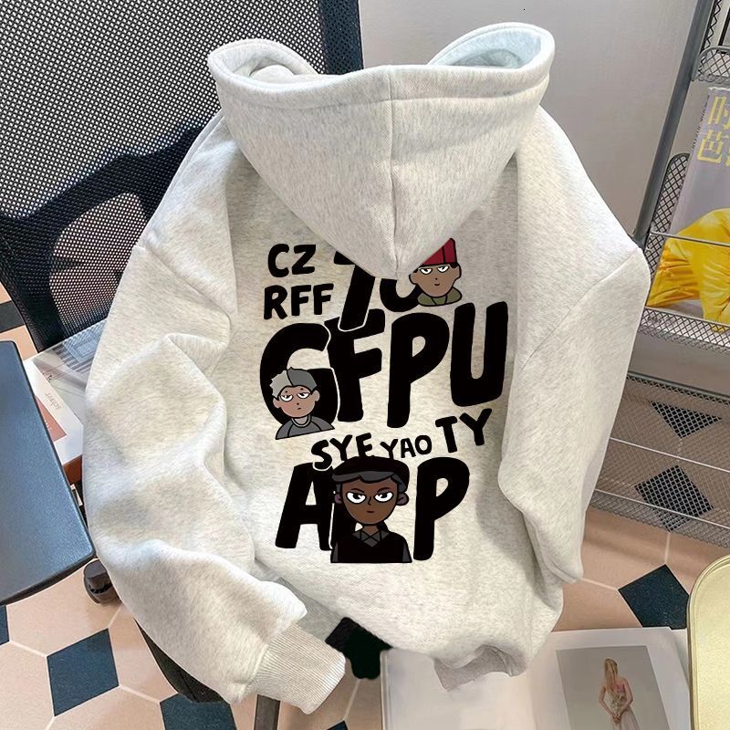 Free Shipping Designer Hoodie Silver Fox Velvet Hip-hop Cartoon Letter Printed Hoodie For Men And Women, Loose Style Jacket For Autumn And Winter