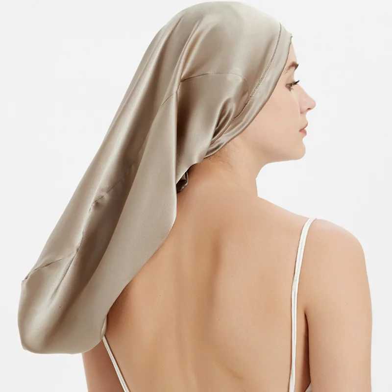 Mulberry Silk Bonnet Sleep Hair Cap Long Bonnets with Elastic Tie Band Adjustable Straps for Long Curly Dreadlock Braid Z250808