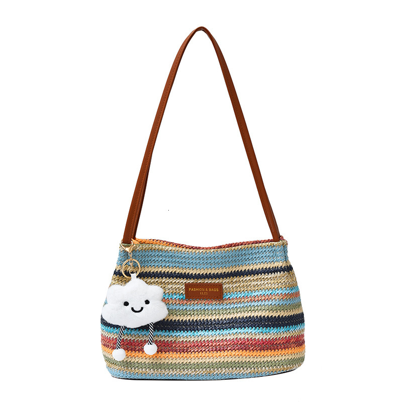 2025 Autumn New Women s Shoulder Bag Fashion Color Block Rainbow Weaving Bag Autumn New Handbag Women s Crossbody Bag Autumn New trend Designer Bag