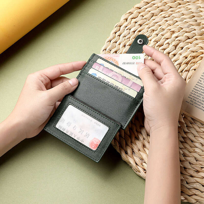 Card Holder for Women Compact ID Case Leather Texture Men's Holder Anti-Degaussing Driver's License Card Clip Exquisite Coin Purse Woven Wom