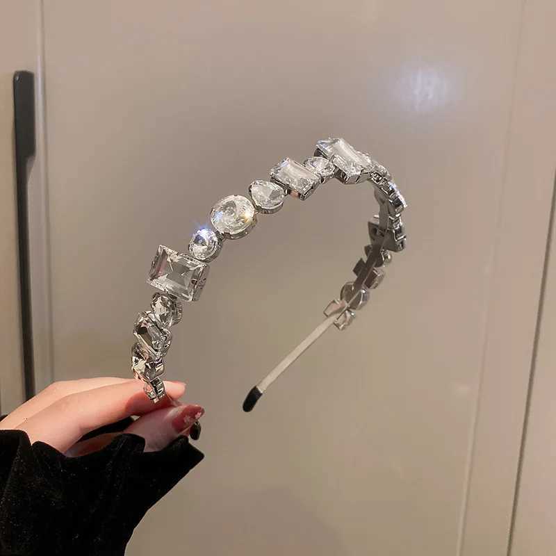 Circle Square Rhinestone Band Flash Hair Party Wedding Hair Accessories Y250808