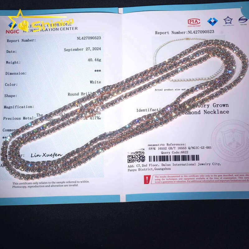 Custom Iced Out Hip Hop Jewelry Chain 5MM 10K Real Soild Gold Lab Grown Dia Tennis Necklace