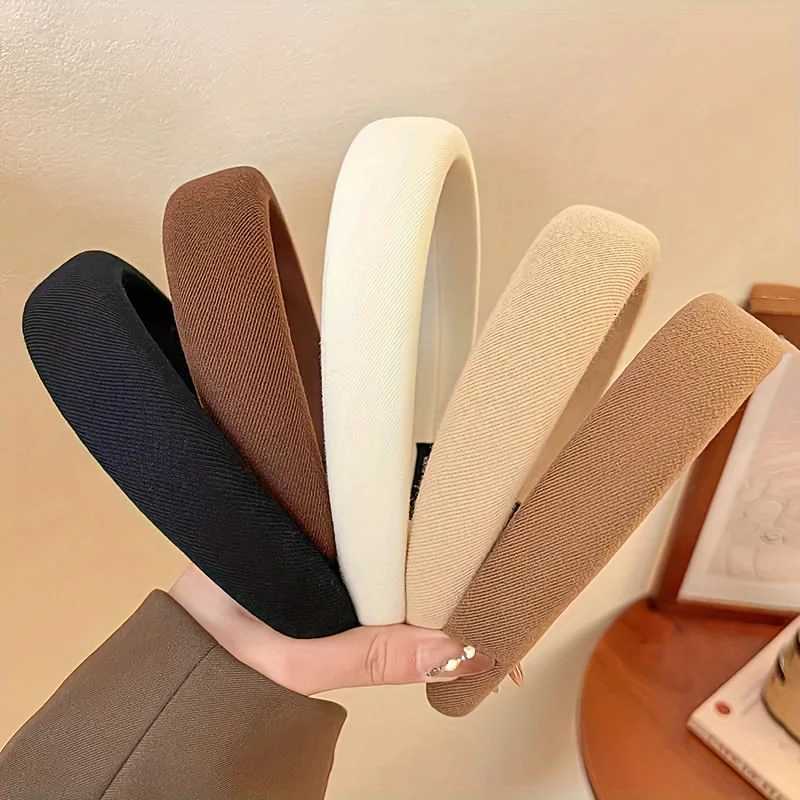 Wild Solid Color Sponge Band for Wen Fashion Girl Face Wide Edge Simple Hair Band Y250808