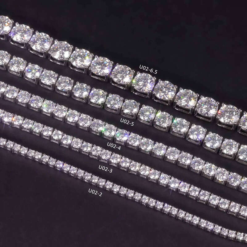 Fine Jewelry Hip Hop Bling S Sier 2mm 3mm 4mm 5mm 6mm GRA VVS Moissanite Iced Out Tennis Chain Necklace for Men Women