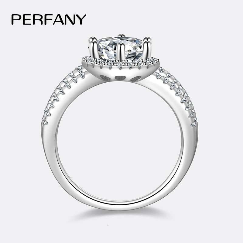 2/3CT Ring for Women S925 Pure Silver Plated 18K White Gold Diamond Wedding Ring Wedding Jewelry 250717