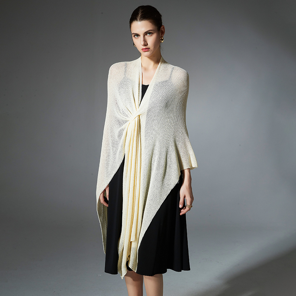 K1617 High-grade anti-pilling 2025 new shawl spring and summer thin knitted cardigan solid color shawl outer wear