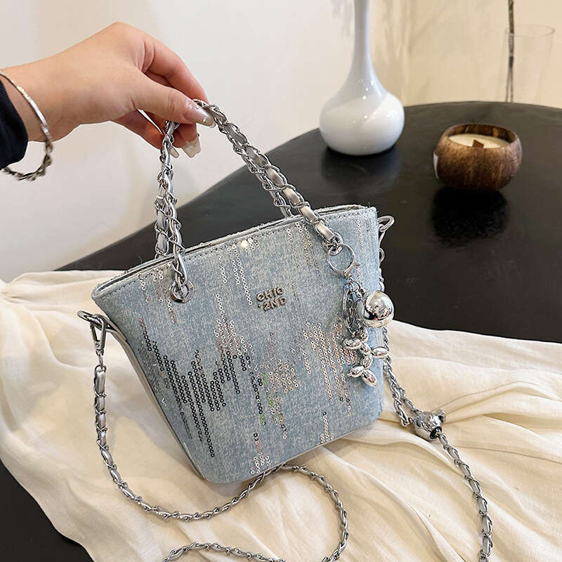 Denim for Luxury Women 2025 New Single bags Designer Shoulder purse and wallet Crossbody High-end Fashionable Chain Handbag Bucket Bag Trendy
