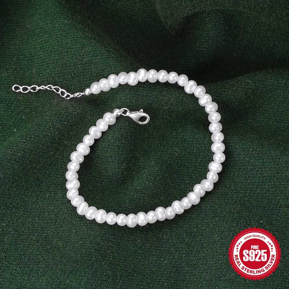 925 Sterling Silver Bracelet with White Baroque Pearl for Women High Quality Adjustable Vintage Female Wedding Jewelry Z250807