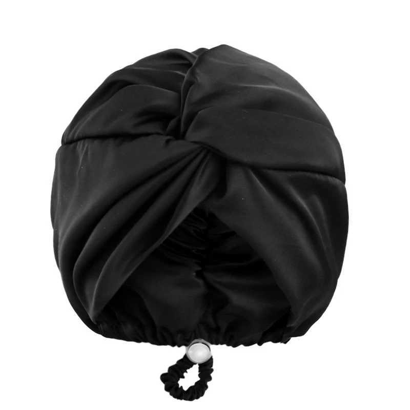 Bonnet Solid Color Silk Turban Hat for Women Soft Sleeping Night Cap Satin Hair Care Wrap Beanie Headscarf Adjustable Twist Headwear Z250808