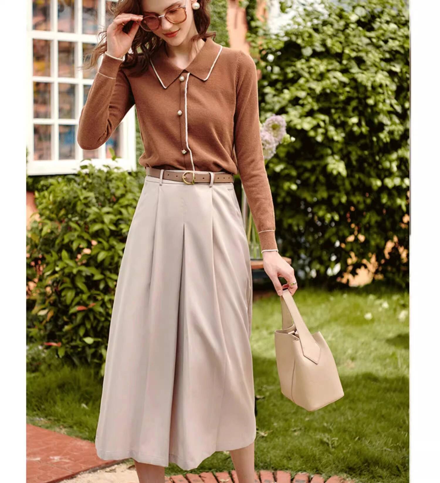 OLrain Women's Long Sleeve Sweaters 2025 New in Knitwears Ladies Jumper Pullover Knitted Top for Woman Winter Clothes O21QM36998 dongdumaoyi