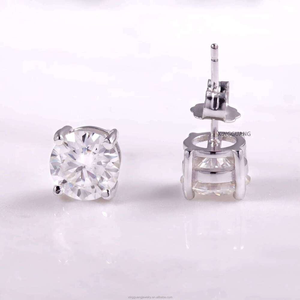 XG Fine Jewelry 4 Claws Vvs Moissanite Stud Earrings Push Back Pass Dia Tester Sier Women Men