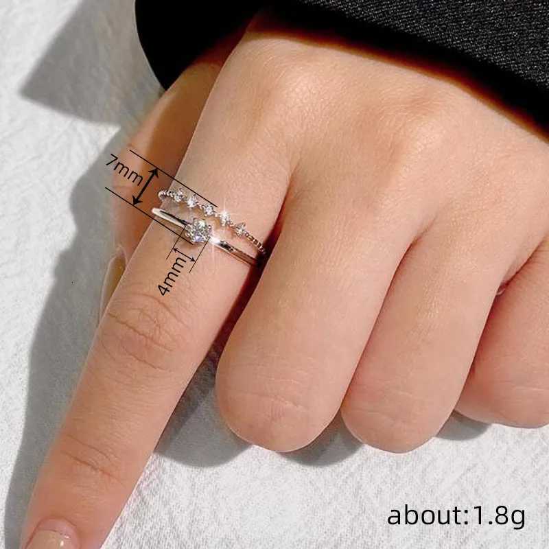 925 Sterling Silver Round CZ 2Pcs Ring Set for Women Wedding Party Exquisite Female Rings Luxury Trendy Jewelry Gifts Y250808