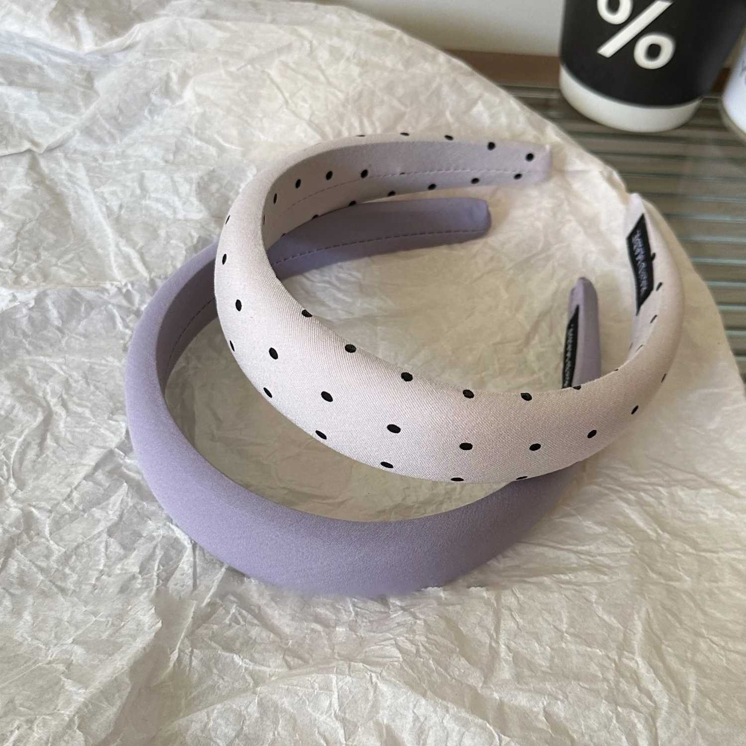 New Sweet Padded Band Wide Cross Hand Purple Color Stripe Polka Dot Hair Rope Wen Hair Accessories Y250808