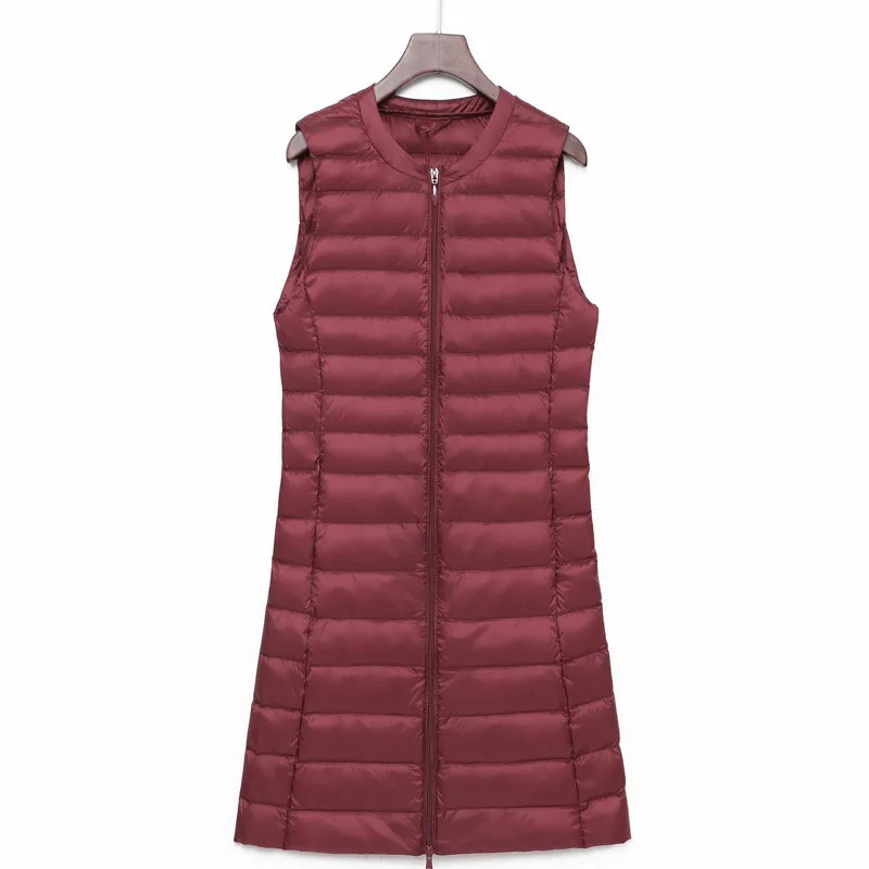 Ultra Light Down Vest Women Long Vest Windproof Lightweight Warm Waistcoat Female Down Coat Long Slim Sleeveless Jacket 250804