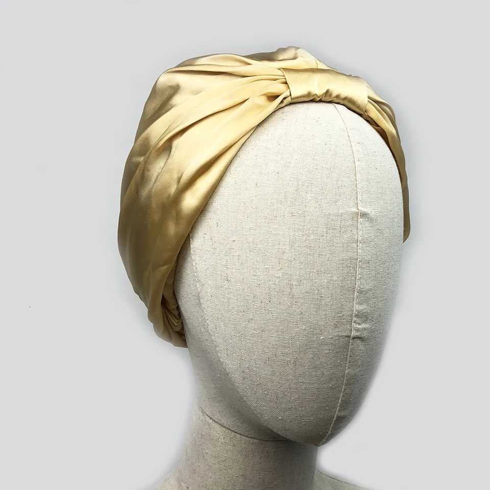 Women Sleep Hat Soft Pure Silk Charmeus Night Sleep Cap Hair Bonnet Silk Comfortable Head Cover Wide Elastic Band Hair Loss Cap Z250808