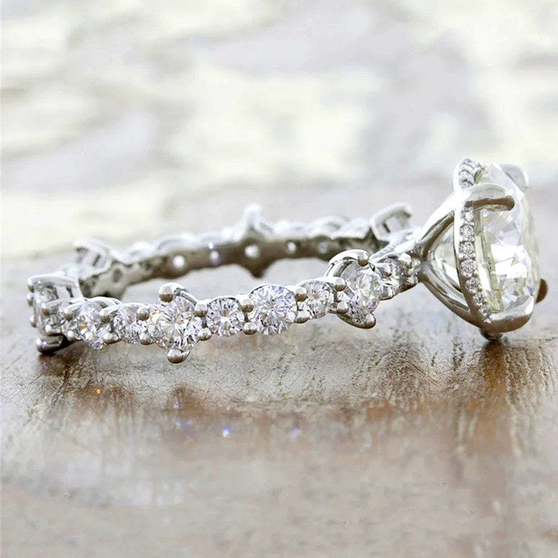 MT 3CT Miossanite Wedding Ring Women, Stackable 2-Piece Set High-Quality 925 Sterling Silver Bridal Jewelry Set Valentine's Day Gift - with GRA C