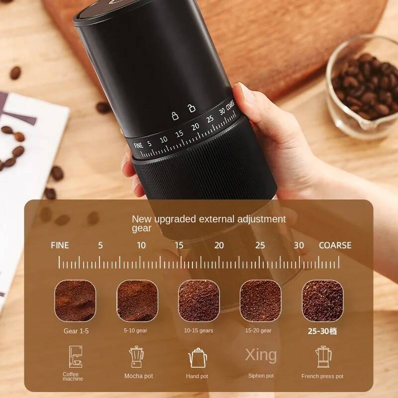 New Portable Electric Manual Bean Grinder Household 30 Gears Externally Adjustable Coffee hine Rechargeable Grinders high-quality