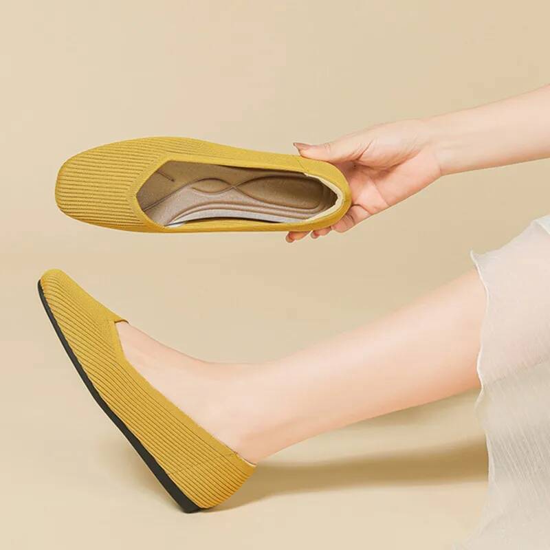 Loafer Spring 2025 New Square Head Knitted Loafers Casual Large Size 41 42 43 Flat Ballet Shoes Women ddmysaturn