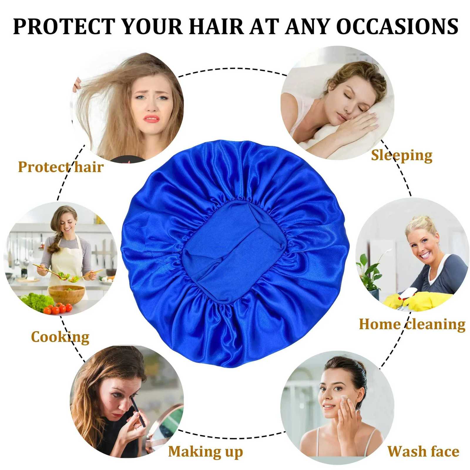 Large Satin Bonnet Silk Bonnet Hair Wrap for Sleeping Sleep Cap with Elastic Soft Band Big Bonnets for Women Hair Care Caps Z250808