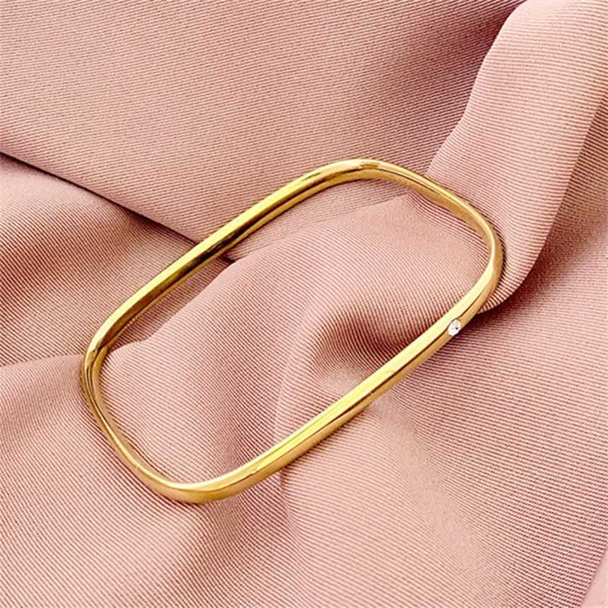 316L Stainless Steel Single Zircon Square Shape Simple Versatile Bracelets For Women Fashion Fine Jewelry Gift SAB650 Z250807