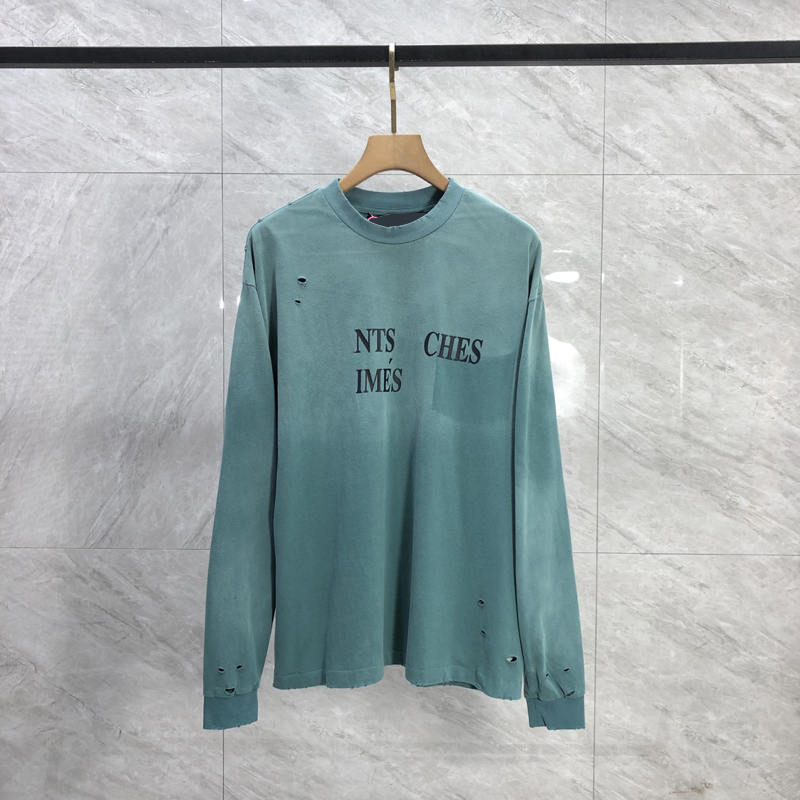 Vintage Washed Fake Pocket Graphic Tee with Long Sleeves Streetwear T shirt Relaxed fit For Men Women 25fw 0716