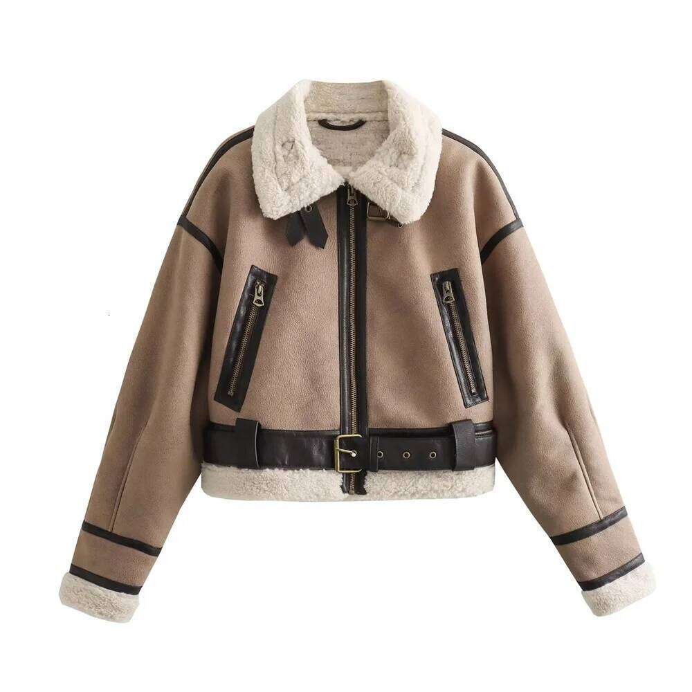 Autumn/Winter New Product Casual Women's Wear Flip Collar Fur Integrated Loose and Versatile Short Jacket Coat
