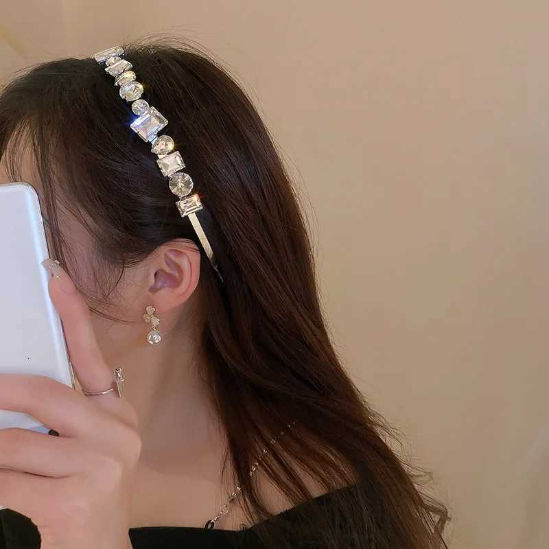 Circle Square Rhinestone Band Flash Hair Party Wedding Hair Accessories Y250808
