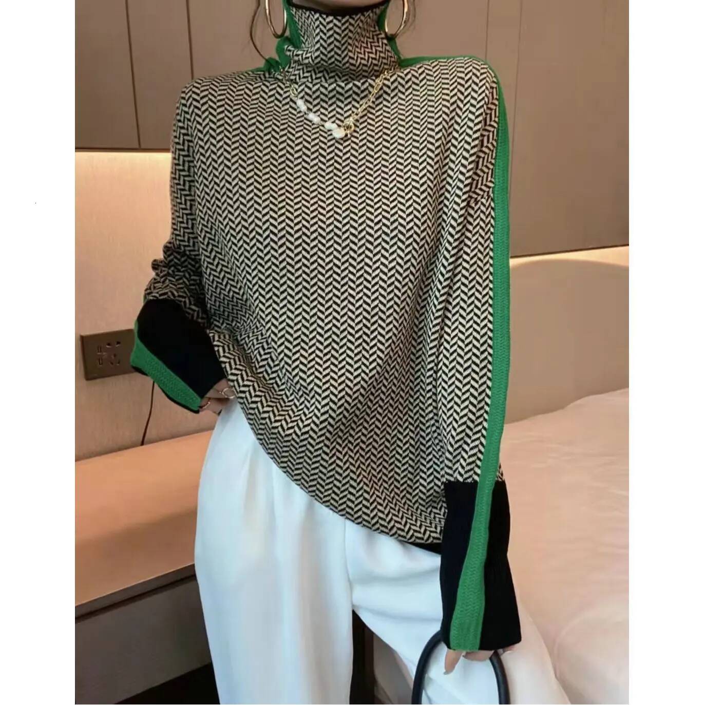 Pullover European Stock High-end Quality Color Colored Characters Wool Bottoming Shirt Female Autumn And Winter Sweater dongdumaoyi