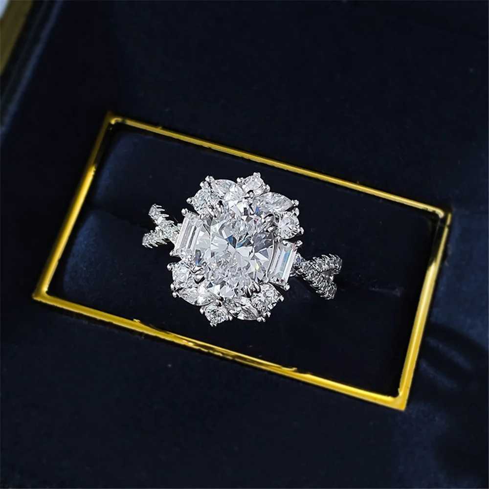 Cute Female White Zircon Stone Silver Color Wedding Rings Promise Open Adjustable Engagement Jewelry for Women Y250808