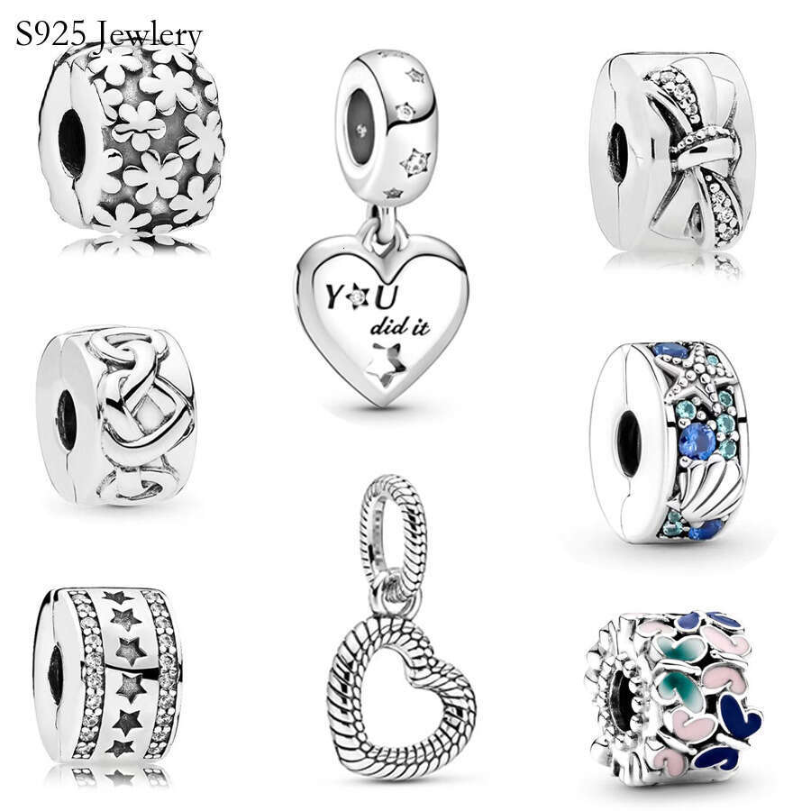 925 Sterling Silver Butterfly Clip Pearl Charm And Love Pendant Suitable For Bracelet DIY Fashion Jewelry