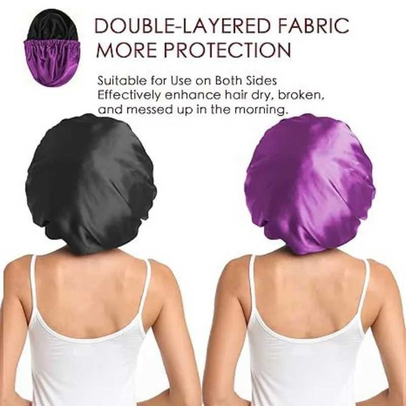 Satin Hat for Sleeping with Invisible Adjustable Buckle Double Layer Soft Comfortable Hair Care Shower Bonnet Z250808