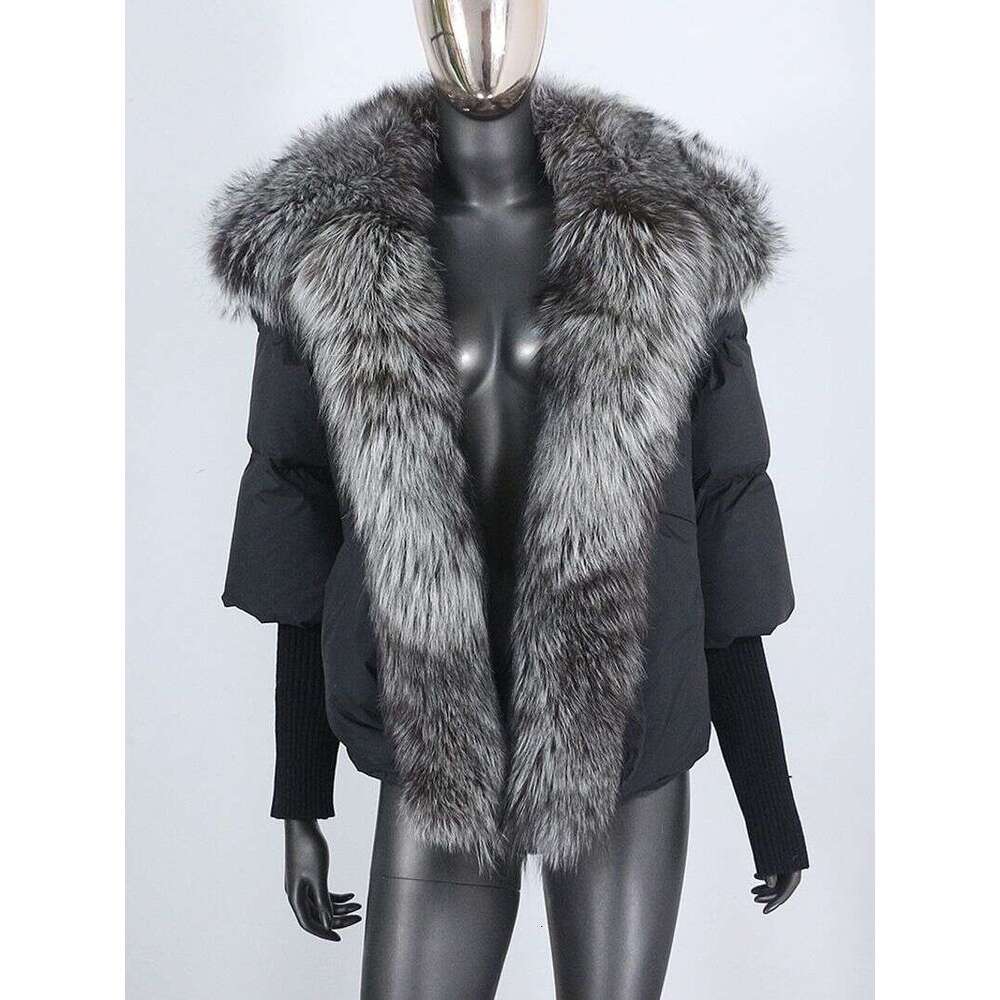 Women's Clothing Jacket Fox Fur Collar Hos High End Atmosphere Warm Loose Slim Hot Styleoded Ribbed Sleeve