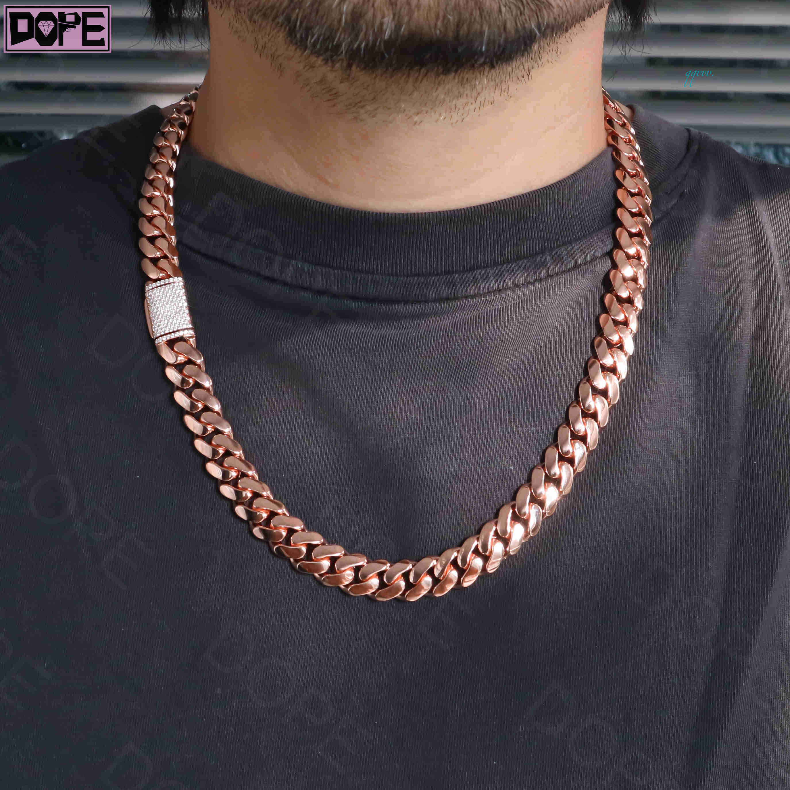 Chain Link 12mm 925 Cuban Silver Hip Hop Rose Gold Plated Custom Iced Out Moissanite Clasp Miami Cuban Chain