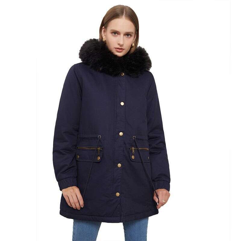 Women's Wear To Overcome Fleece-Padded With Fur Collar Hooded Warm Coat Loose Padded Jacket