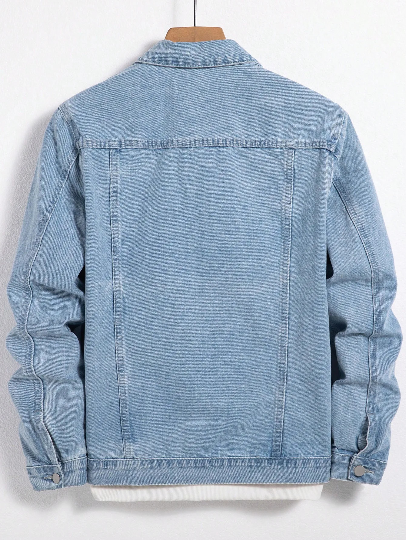 Mens denim jacket for spring and autumn. Blue denim coat. Daily casual wear. Fashion trend. 250805