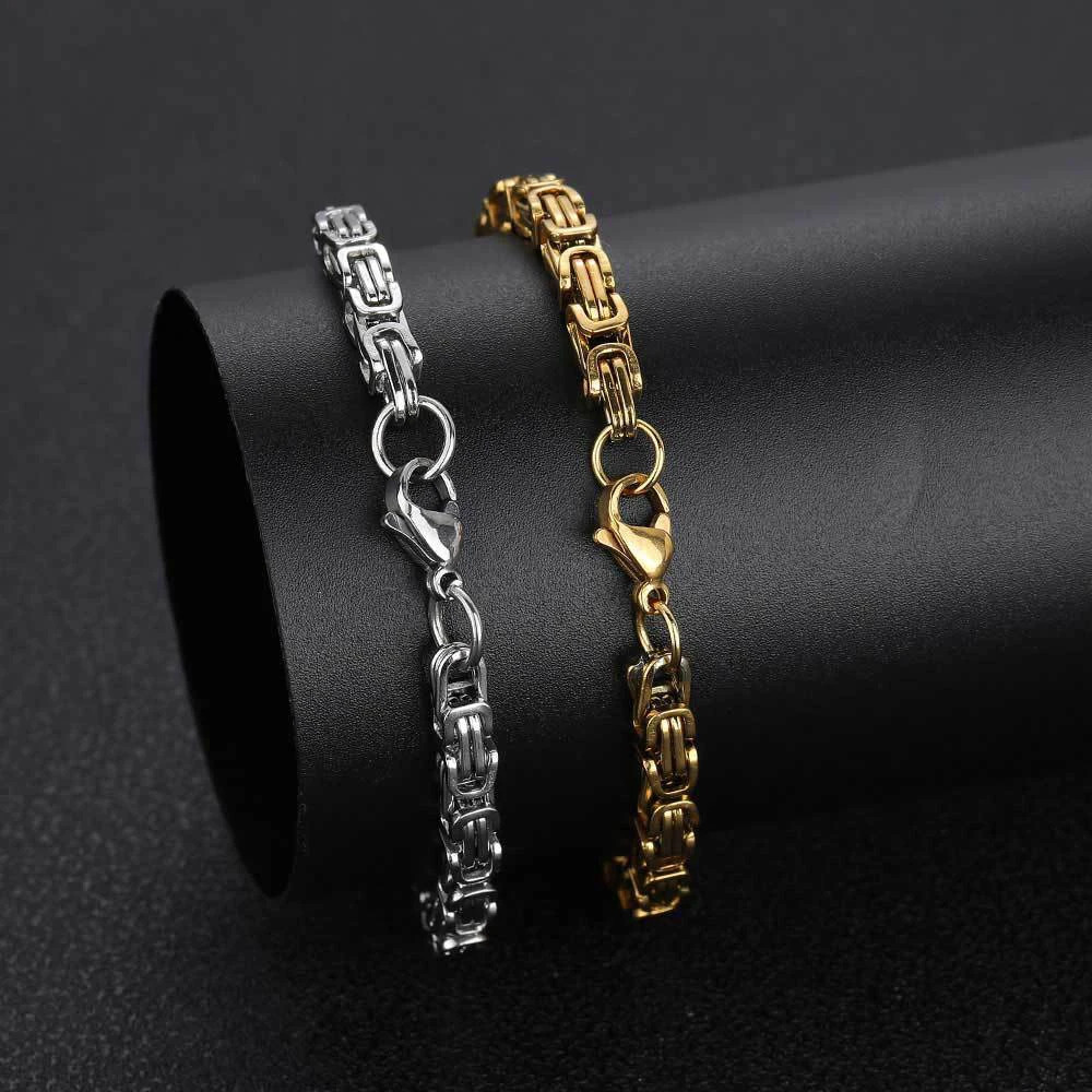 est 316L Stainless Steel Bracelet Men Women Wholelsale Wristband 4mm Gold Color Male Hand Chain Link Hip Hop Jewelry 250808