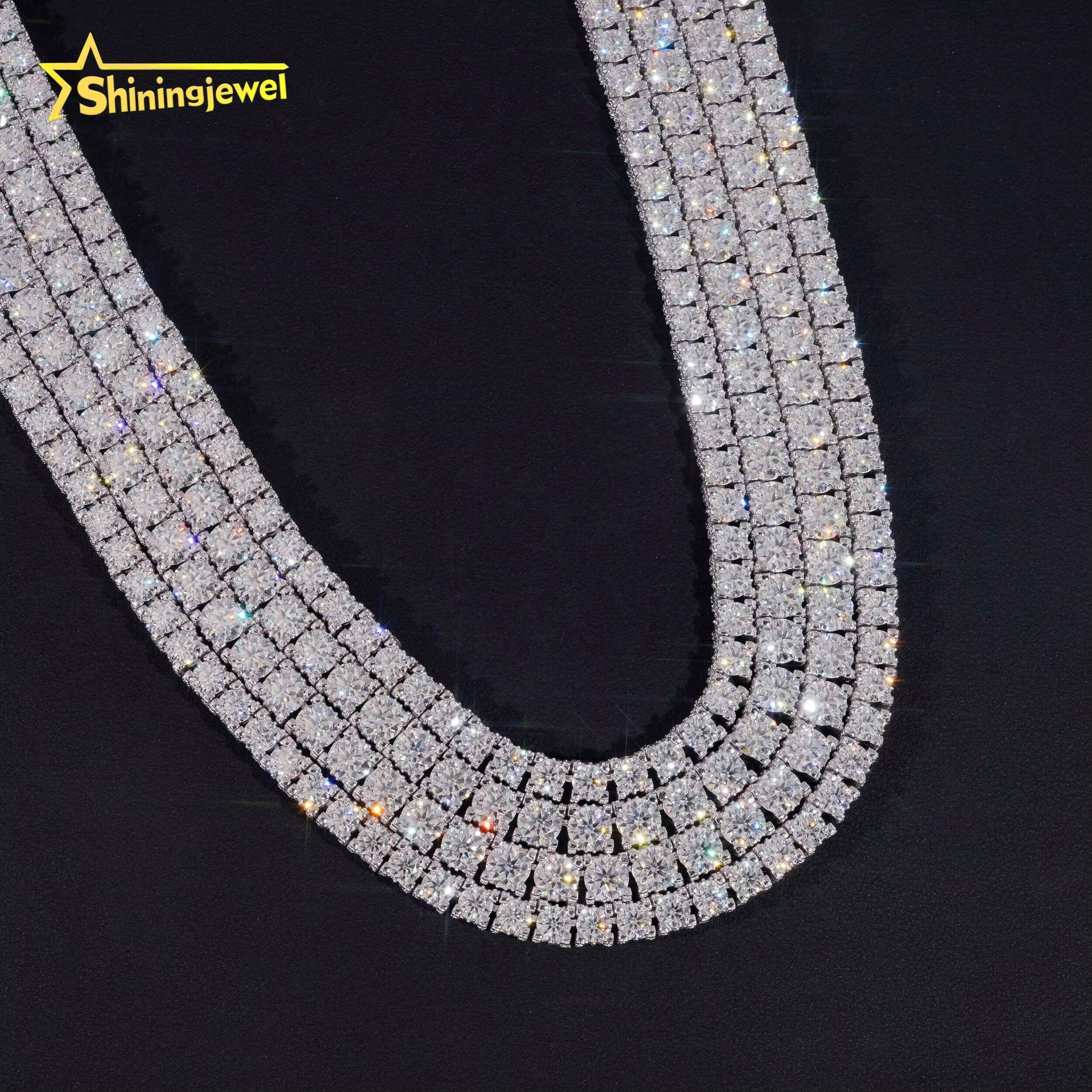 Luxury Classic Necklace Hip Hop 925 Silver 5mm 6.5mm Iced Out Side VVS Moissanite Tennis Chain