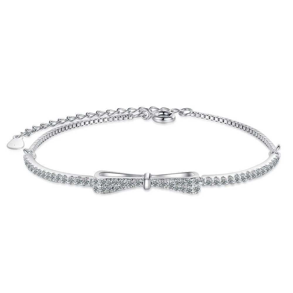 925 Sterling Silver Bow Bracelet Micro Inlay Zircon Bracelet French Elegant Fashion Womens Bracelet Jewelry Z250807