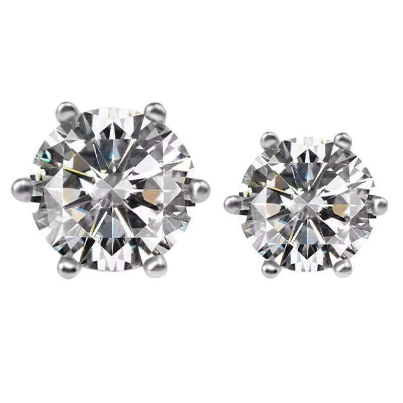 4mm-8mm Classic 6 Prong Mossanite Earrings Jewelry Sterling Sier VVS Moissanite Dia Ear Stud for Men Women