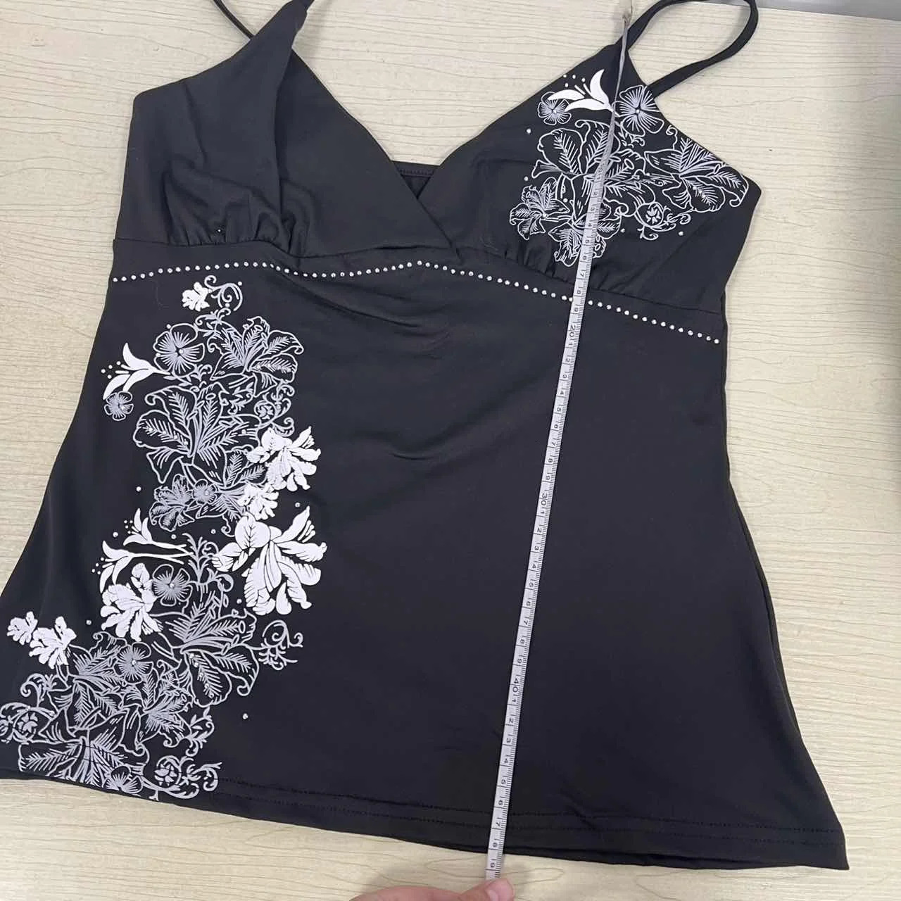 Y2K Vintage Black Suspender Top Harajuku Flower Graphic Print Rivet Mini Camis Cotton Gothic Sexy tie Summer Clothes 250807