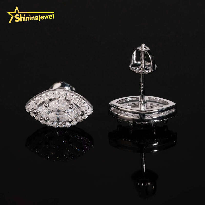 New Style Pass Dia Tester Fancy Marquise Shape Hip Hop Sier Men Moissanite Earrings