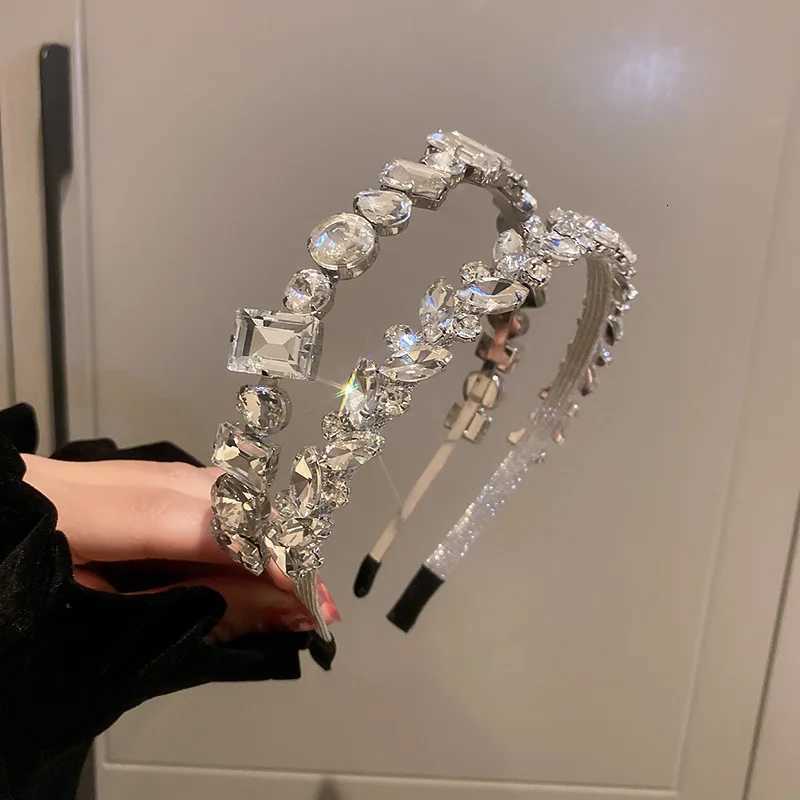 Circle Square Rhinestone Band Flash Hair Party Wedding Hair Accessories Y250808