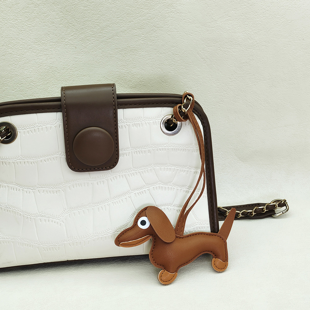 Animal Leather Bag Charms Dachshund Pendant Cartoon Leather Puppy Bag Pendant Mobile Phone Case Accessories Creative Car Accessories