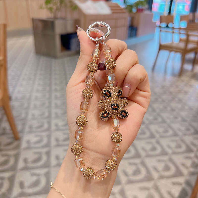New Clay Bear Crystal Bracelet Creative Rhinestone Exquisite Bead Chain Car Keychain Bag Pendant