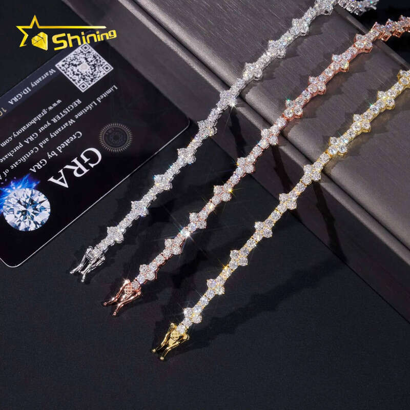 Sterling Sier Fast Delivery Cross Necklace Bracelet Pass Dia Tester GRA Certified VVS Moissanite Tennis Chain