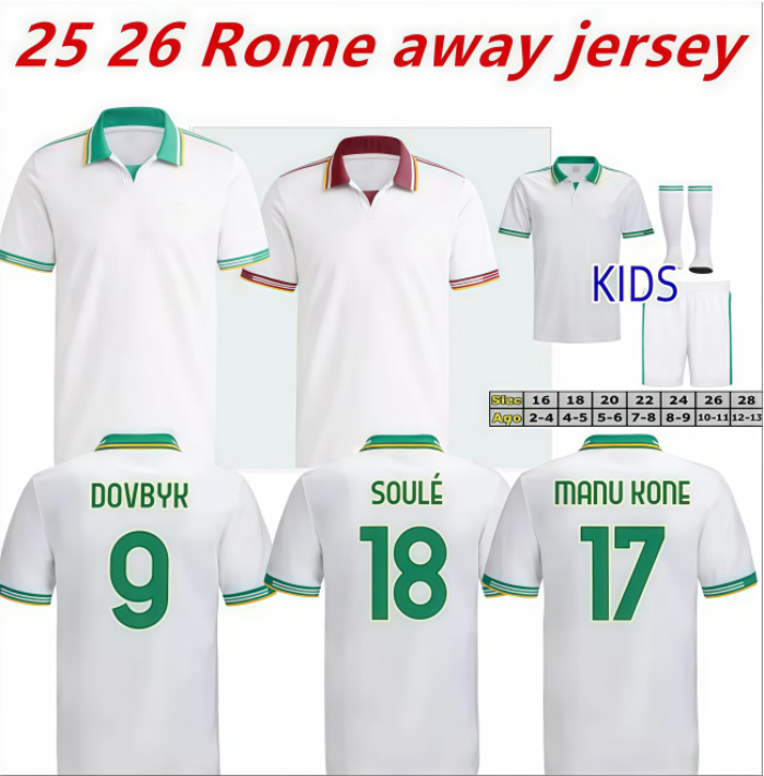 25 26 men kids soccer jersey football shirt 2025 ABRAHAM PAREDES DYBALA MANCINI E. LE FEE ZALEWSKI EL SHAARAWY ROME